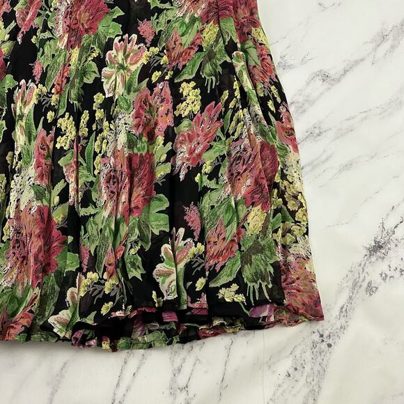 Coldwater Creek Vintage y2k Reversible Midi Skirt Size XL P Black Pink Floral - Picture 16 of 16